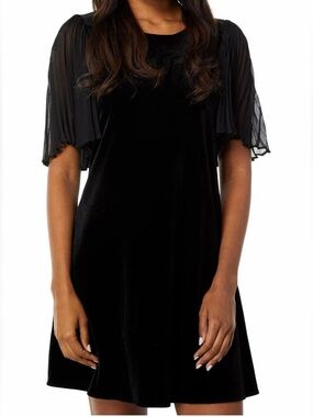 Calvin Klein Black Velvet Short Sleeve Chemise